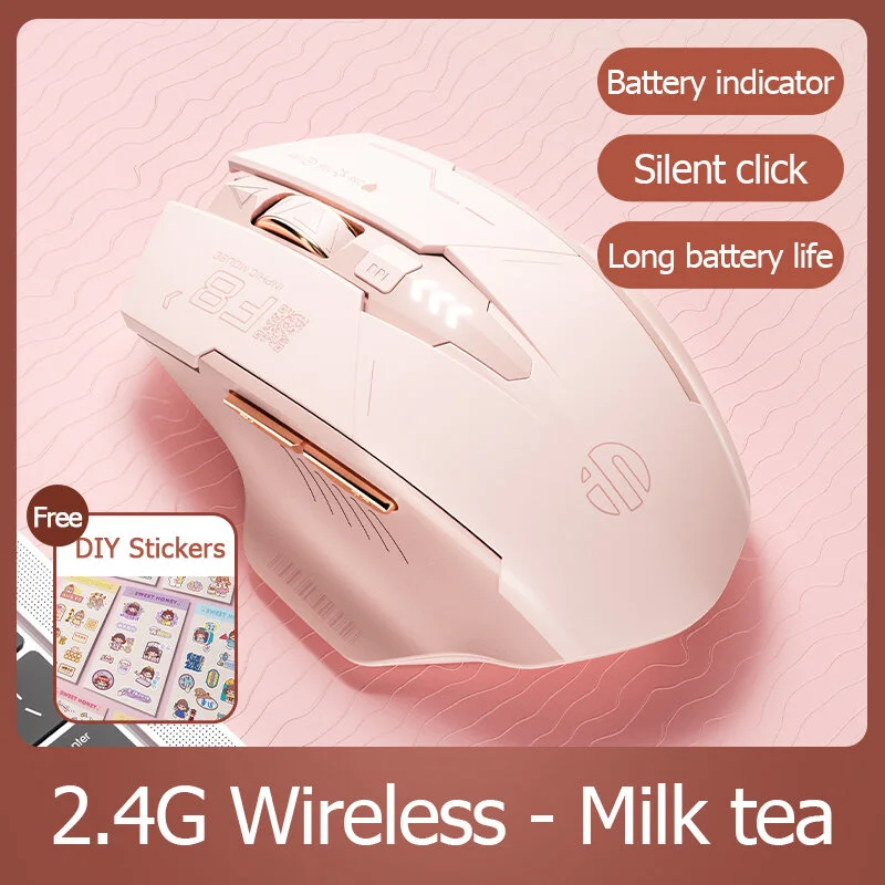 INPHIC F8 Rechargeable 2.4G Wireless Gaming Working Girls Mouse Computer Laptop Mute Mice 2