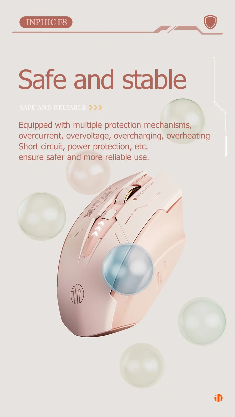 INPHIC F8 Rechargeable 2.4G Wireless Gaming Working Girls Mouse Computer Laptop Mute Mice 5