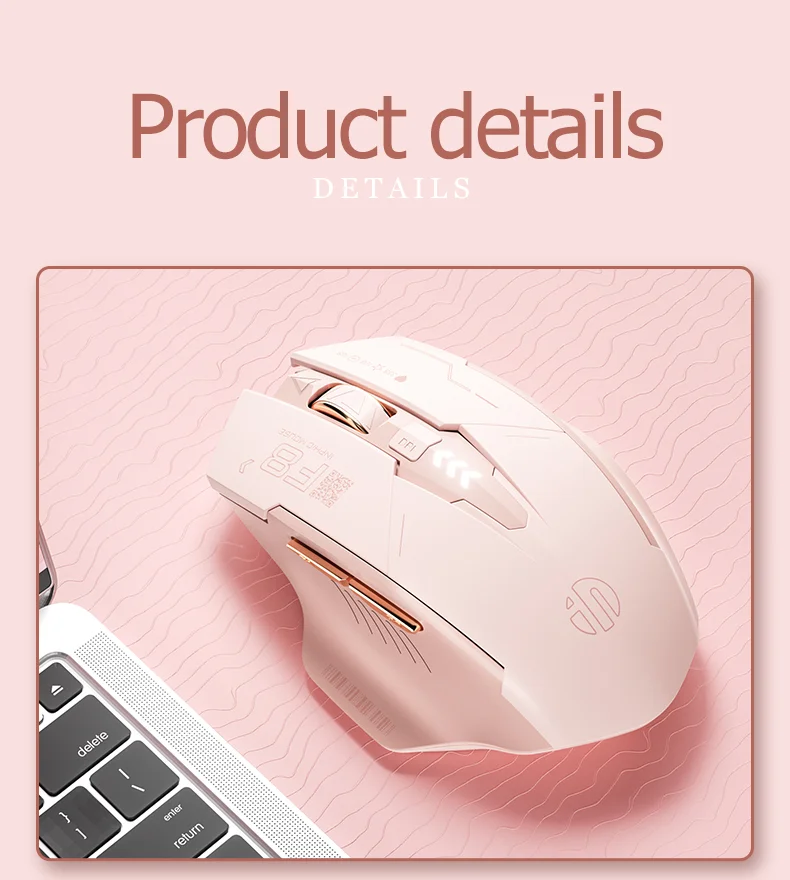 INPHIC F8 Rechargeable 2.4G Wireless Gaming Working Girls Mouse Computer Laptop Mute Mice 7