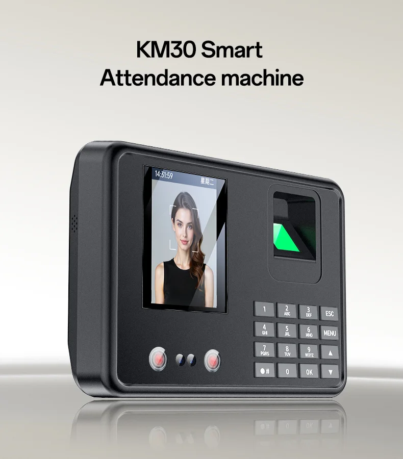 YESIDO KM30 Attendance Machine Time Clock Face Fingerprint Recognition Punch Card Reader Attendance Recorder - UK Plug 1