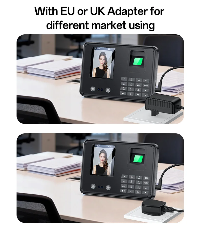 YESIDO KM30 Attendance Machine Time Clock Face Fingerprint Recognition Punch Card Reader Attendance Recorder - UK Plug 9