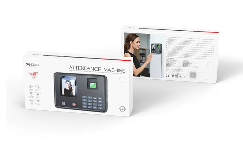 YESIDO KM30 Attendance Machine Time Clock Face Fingerprint Recognition Punch Card Reader Attendance Recorder - UK Plug 13