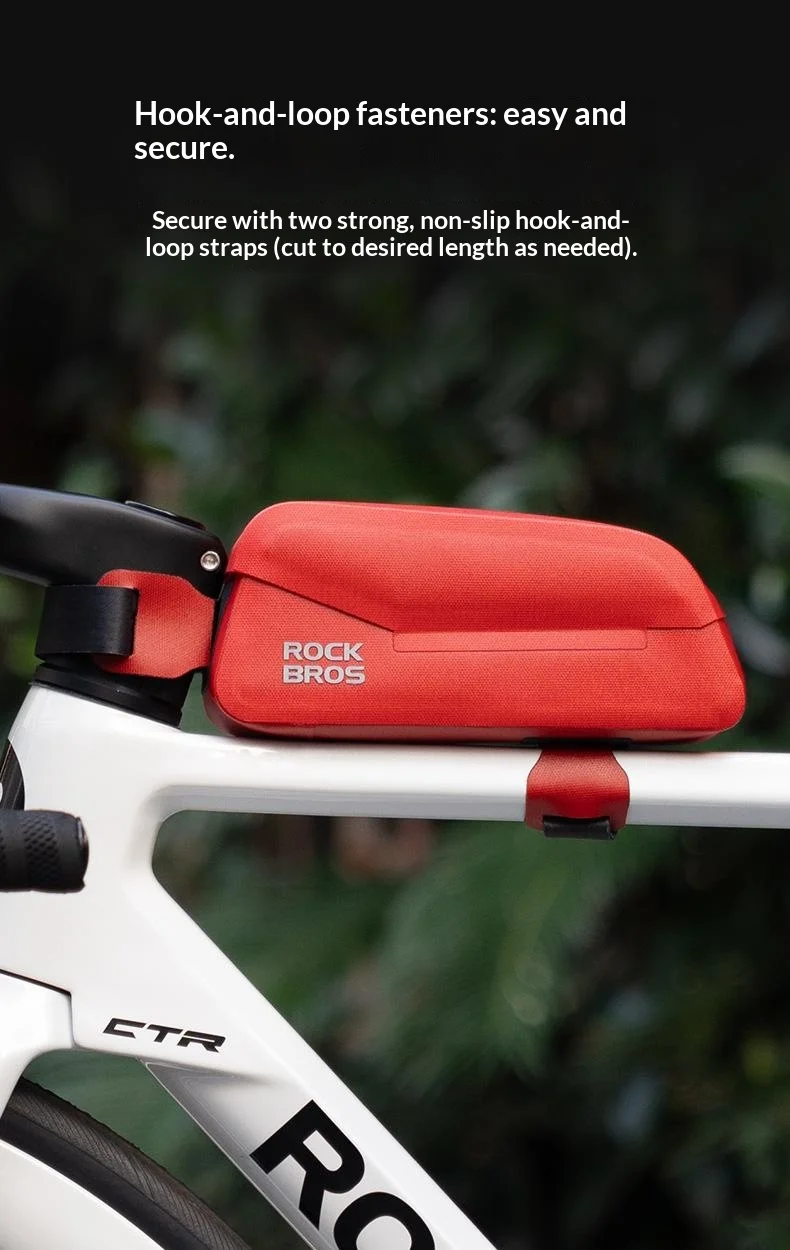 ROCKBROS 30120122 AS-133 Size S Bicycle Front Frame Bag Magnetic Flip Cover Waterproof Top Tube Bag for Road Mountain Bike - Red 12