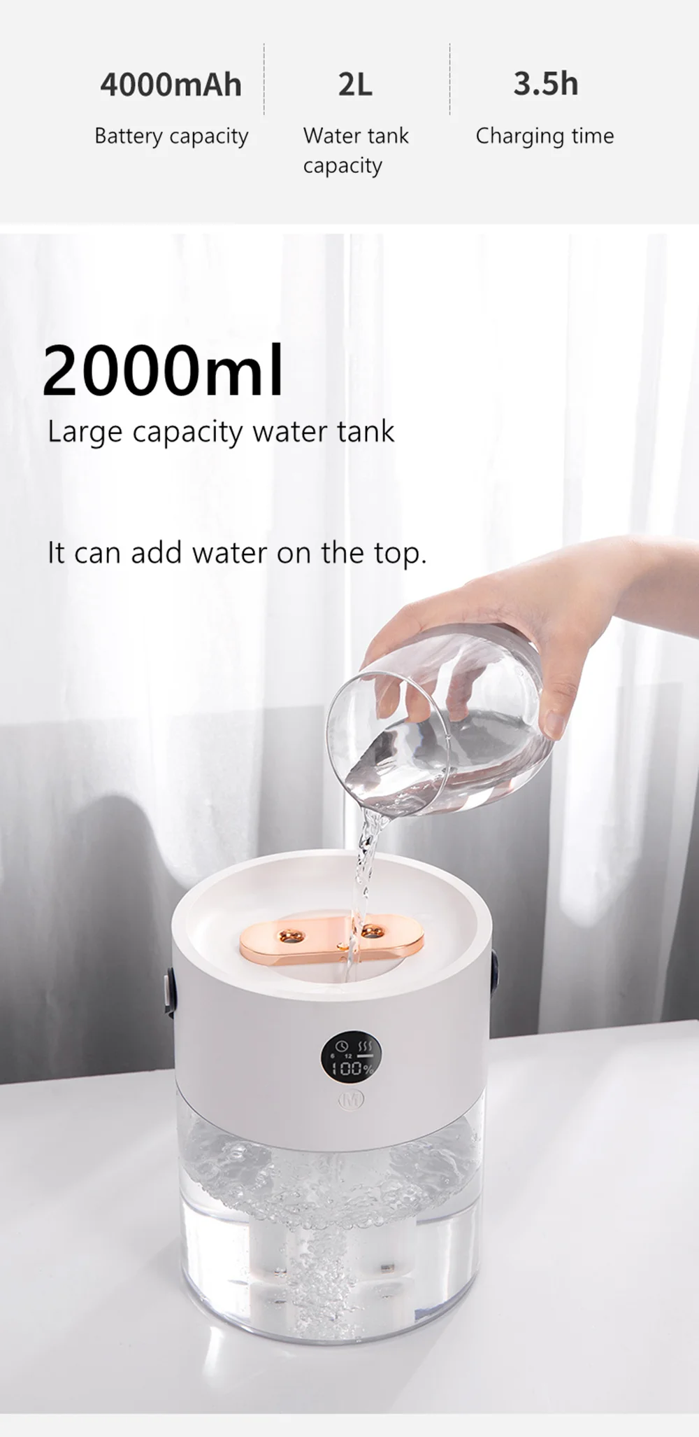 J636 2000ml Wireless Humidifier Aroma Diffuser Essential Oil Diffuser