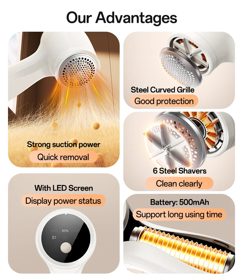 YESIDO EC19 Single Head Clothes Fabric Shaver 3 Gear Settings Electric Lint Remover 2