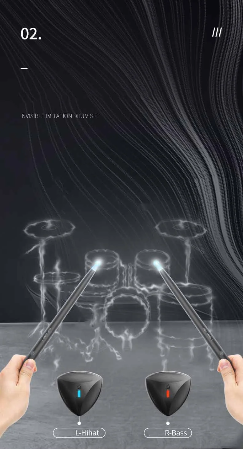 NX05 1 paire de baguettes électroniques somatosensorielles pour l'entraînement à la batterie, avec haut-parleur compatible Bluetooth et 2 capteurs de pied 4