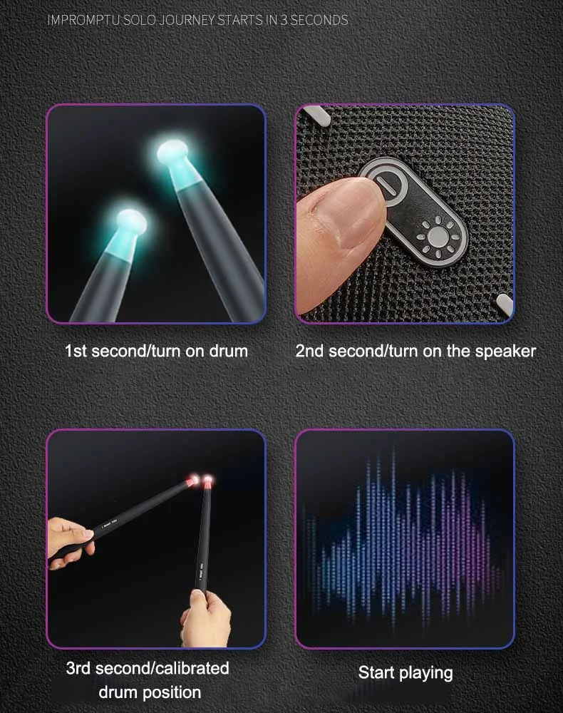 NX05 1 paire de baguettes électroniques somatosensorielles pour l'entraînement à la batterie, avec haut-parleur compatible Bluetooth et capteur de 2 pieds 6