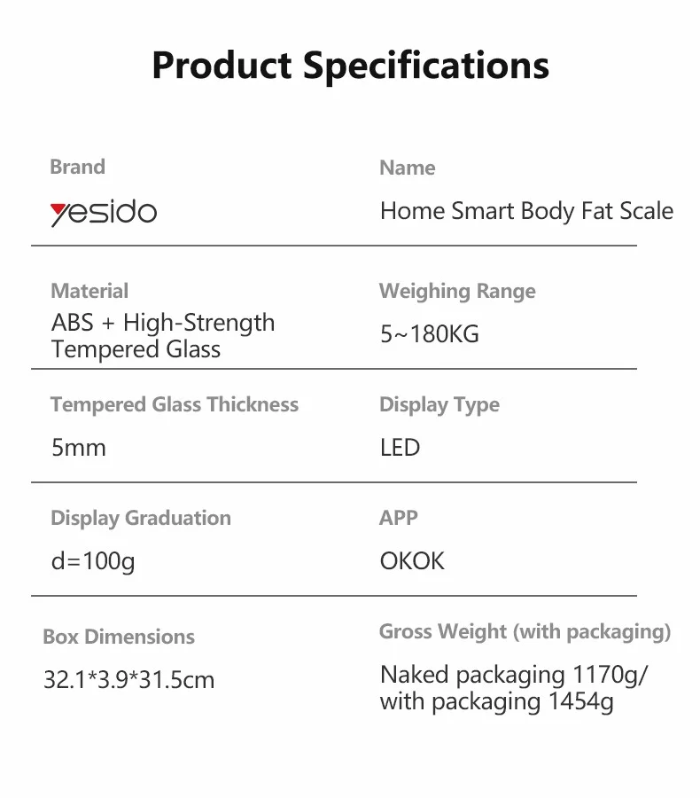 Yesido Smart Body Fat Scale