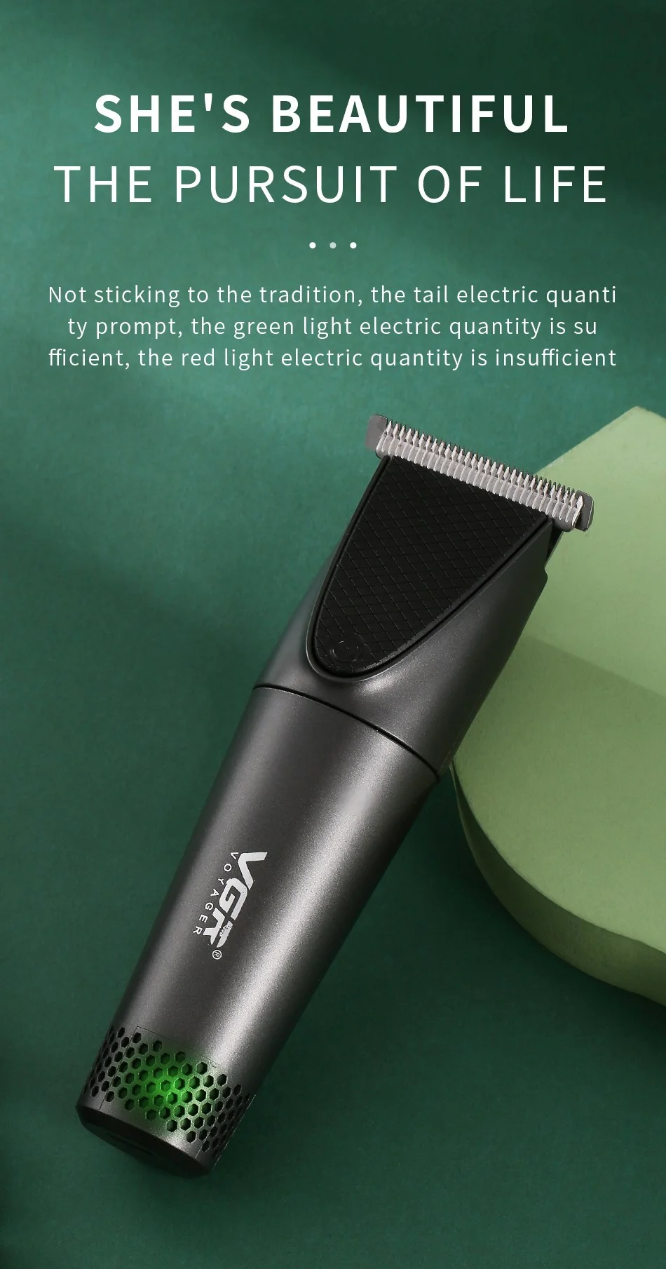 VGR V-925 Portable USB Rechargeable Hair Trimmer Home Travel Electric Clipper Men Hair Trimming Tool 3