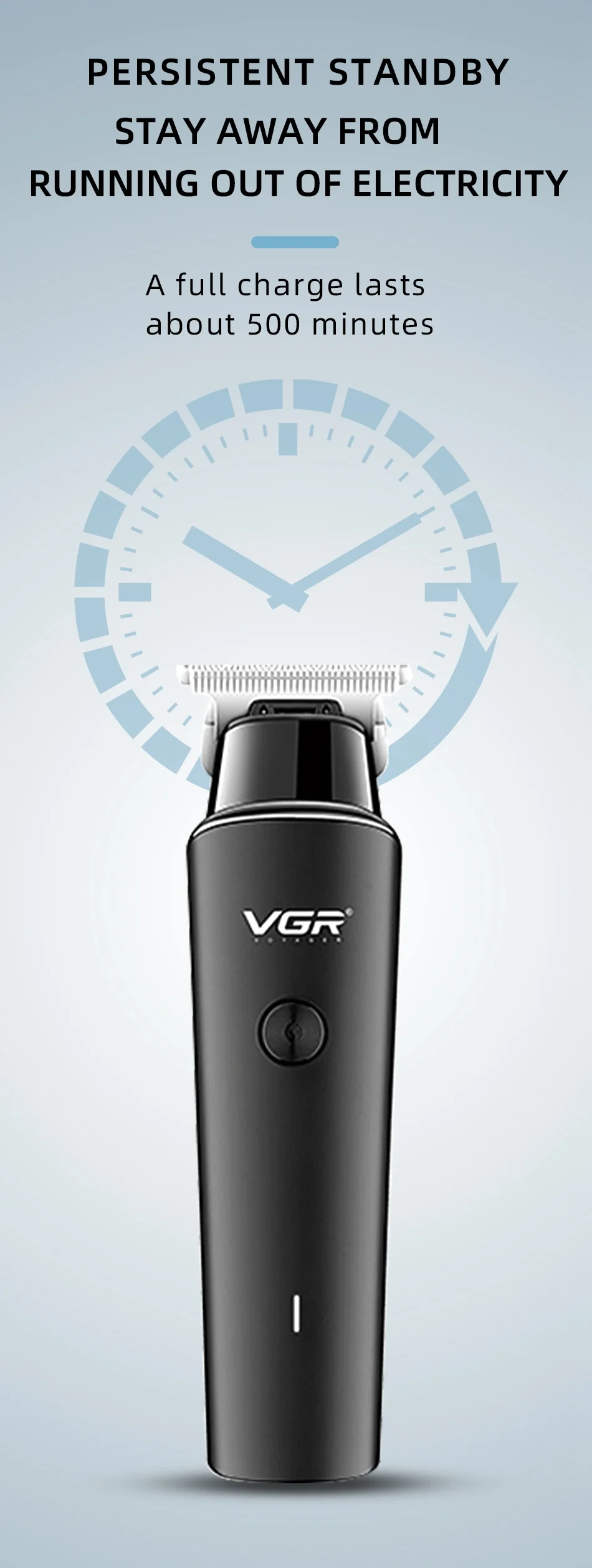 VGR V-933 Professional Hair Electric Clipper Portable Hair Trimmer with Stainless Steel Cutter Haircut Tool for Barber Shop 5