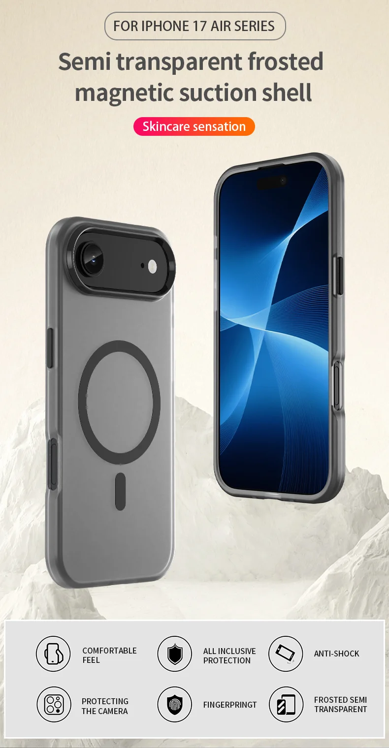 Coque iPhone Air compatible MagSafe TPU + PC, fine, mate et translucide - Orange 1