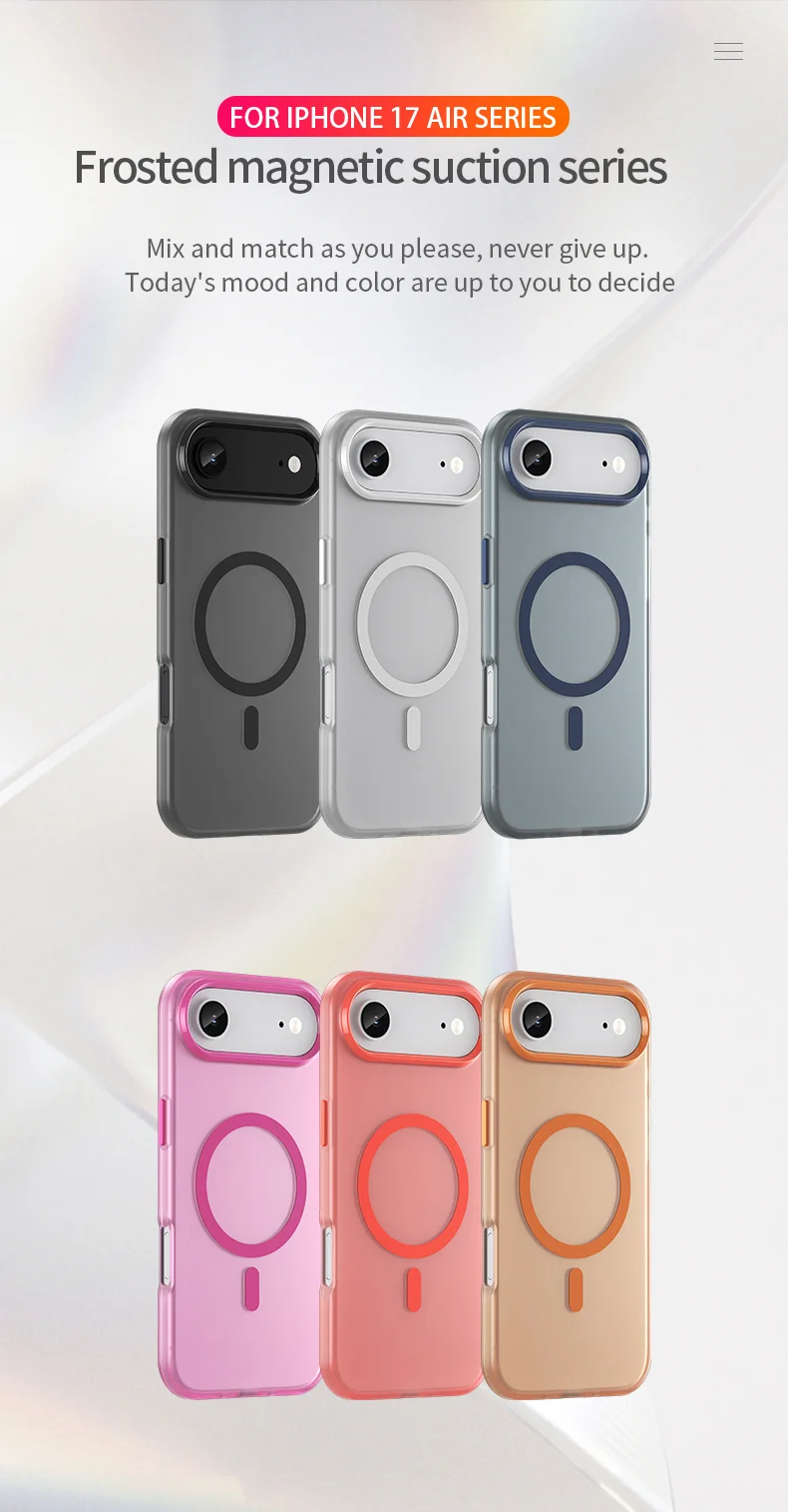 Coque iPhone Air compatible MagSafe TPU + PC, fine, mate et translucide – Orange 10