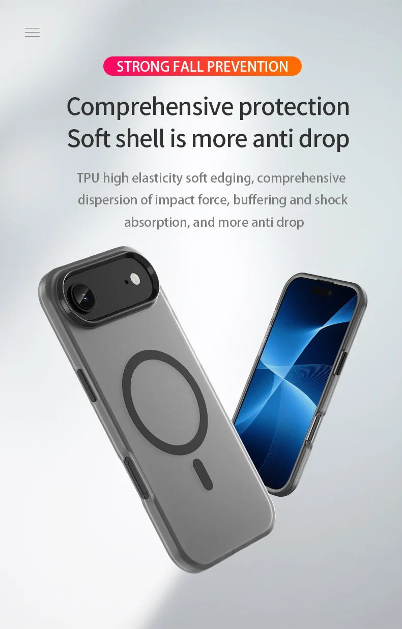 Coque iPhone Air compatible MagSafe TPU + PC, fine, mate et translucide – Orange 4