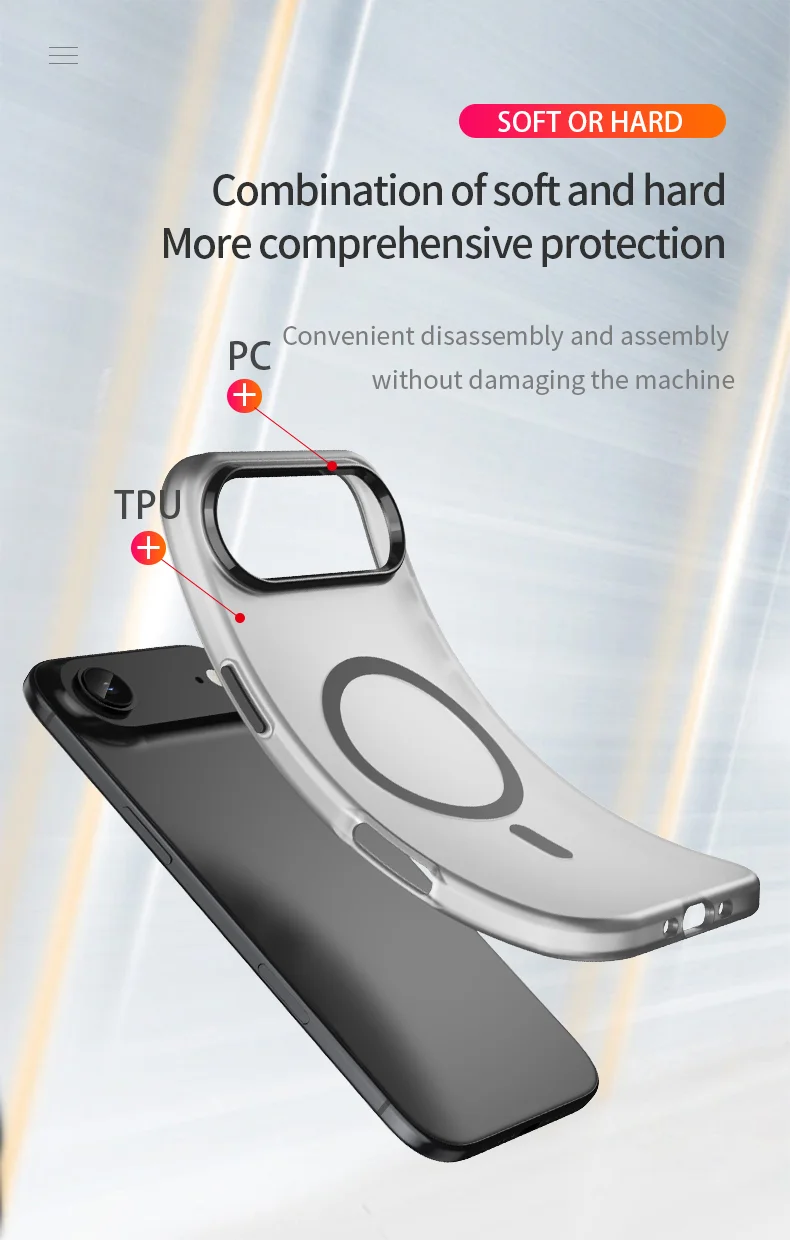 Coque iPhone Air compatible MagSafe TPU + PC, fine, mate et translucide – Orange 5