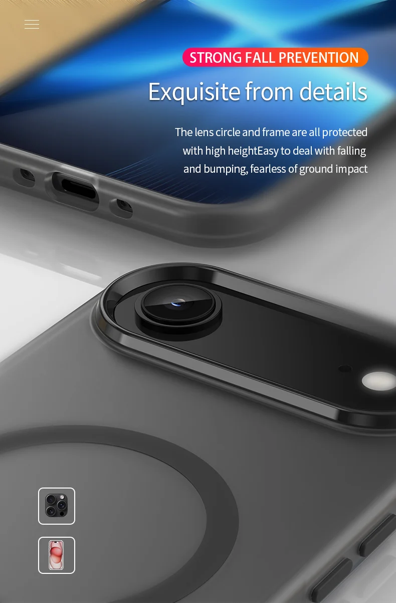 Coque iPhone Air compatible MagSafe TPU + PC, fine, mate et translucide – Orange 8