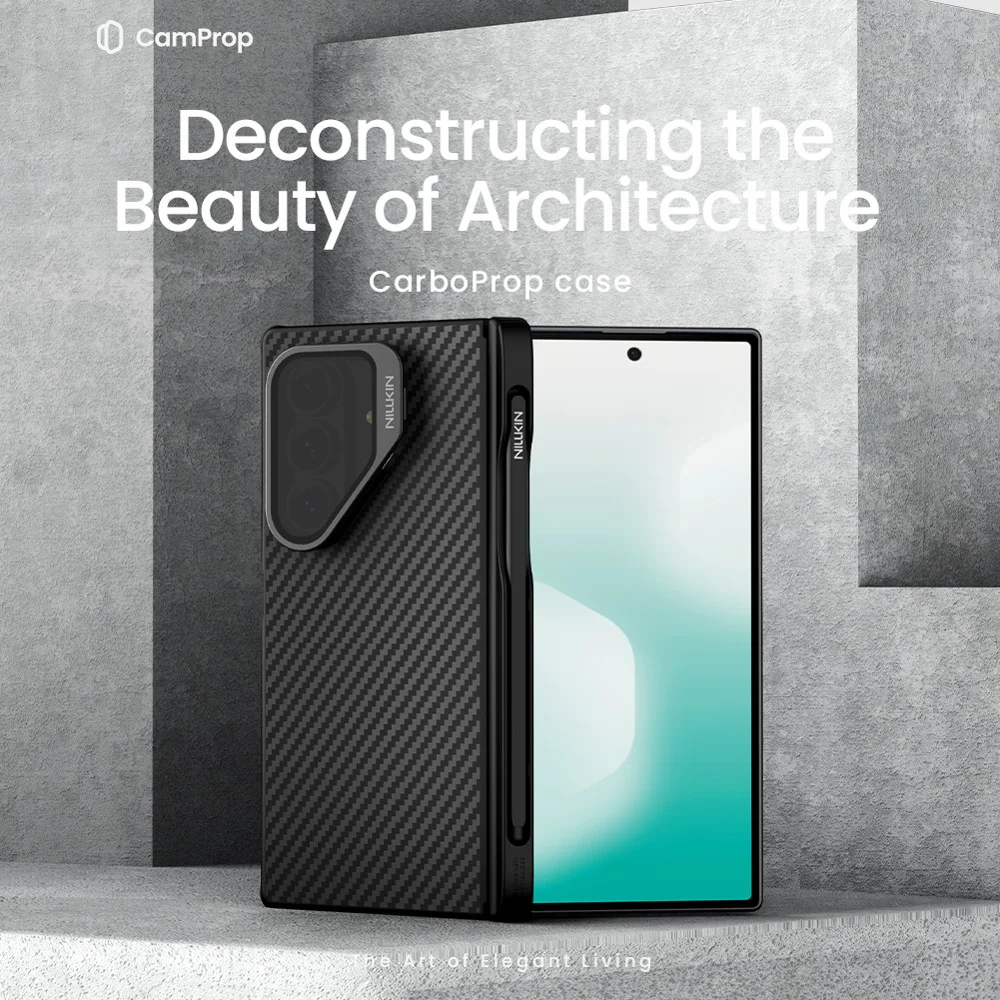 NILLKIN CarboProp For Samsung Galaxy Z Fold7 5G Magnetic Case Clear Black Lens Lid Aramid Fiber Phone Cover with Stylus Pen 1