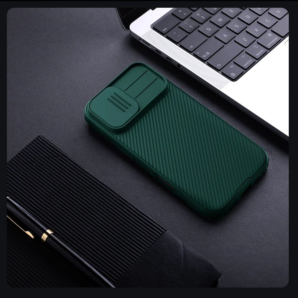 Coque NILLKIN Camshield Pro Series pour iPhone 17 en PC + TPU avec couvercle coulissant pour appareil photo - Vert 12