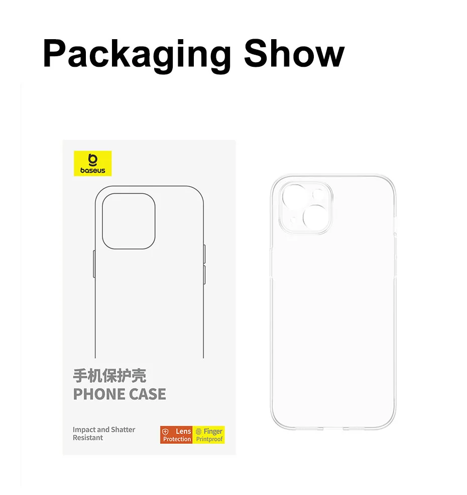 BASEUS Simple Series ll For iPhone 15 Pro Max Clear Cover TPU Slim-Fit Protective Phone Case 14