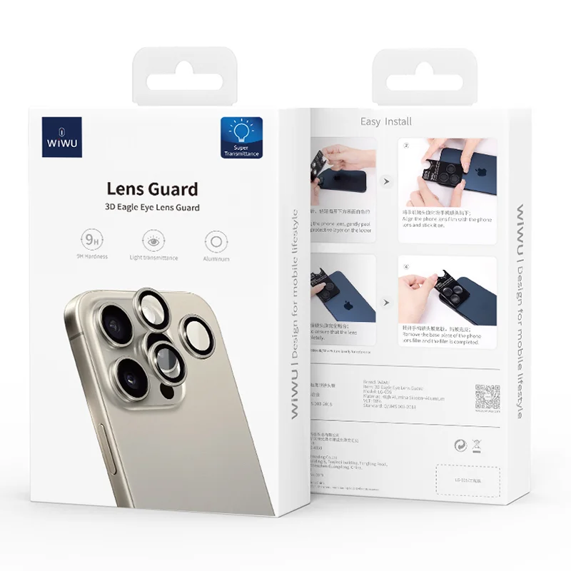 WIWU LG-005 1 Set For iPhone 15 Plus / 15 Aluminum Alloy Frame Tempered Glass 3D Rear Lens Film Protector - Light Blue 8