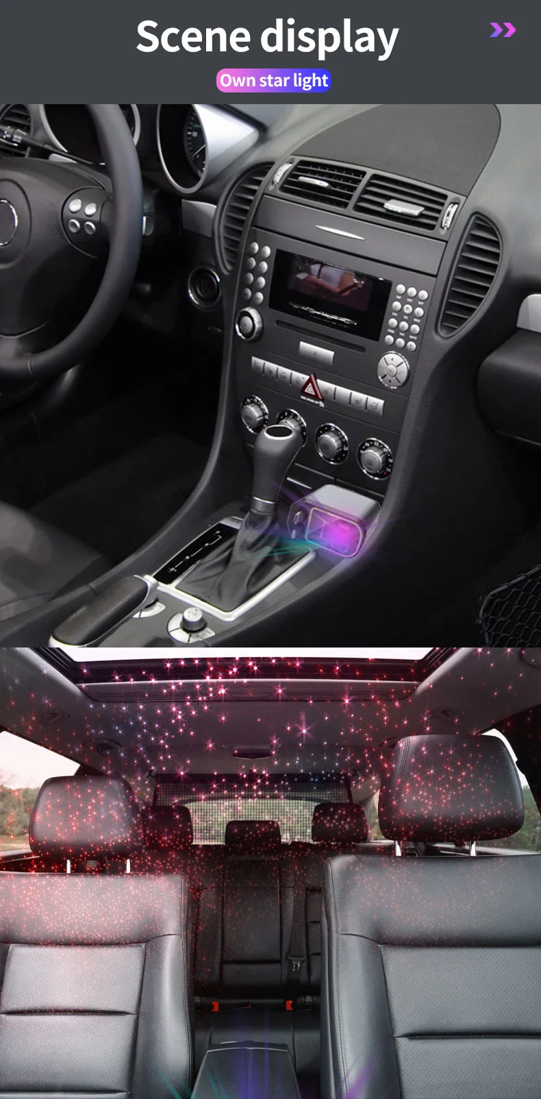 C3 4 in 1 USB A + USB C Car Charger with Retractable Type C + iP Cable Starry Sky Cigarette Lighter Adapter 2