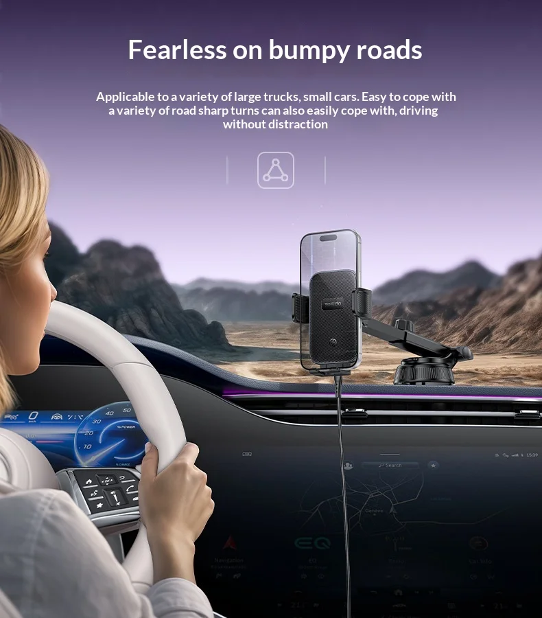 YESIDO C320 15W Wireless Charger Car Suction Cup Mount 360 Degree Rotation Phone Holder Stand for Dashboard - Black 6