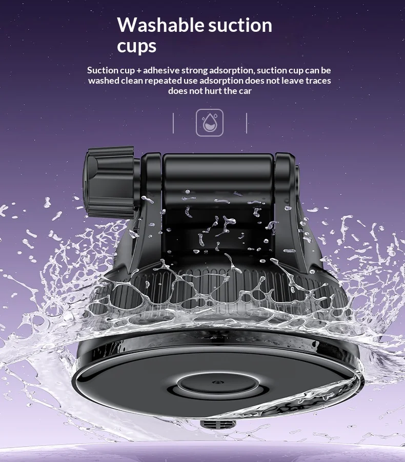 YESIDO C320 15W Wireless Charger Car Suction Cup Mount 360 Degree Rotation Phone Holder Stand for Dashboard - Black 8