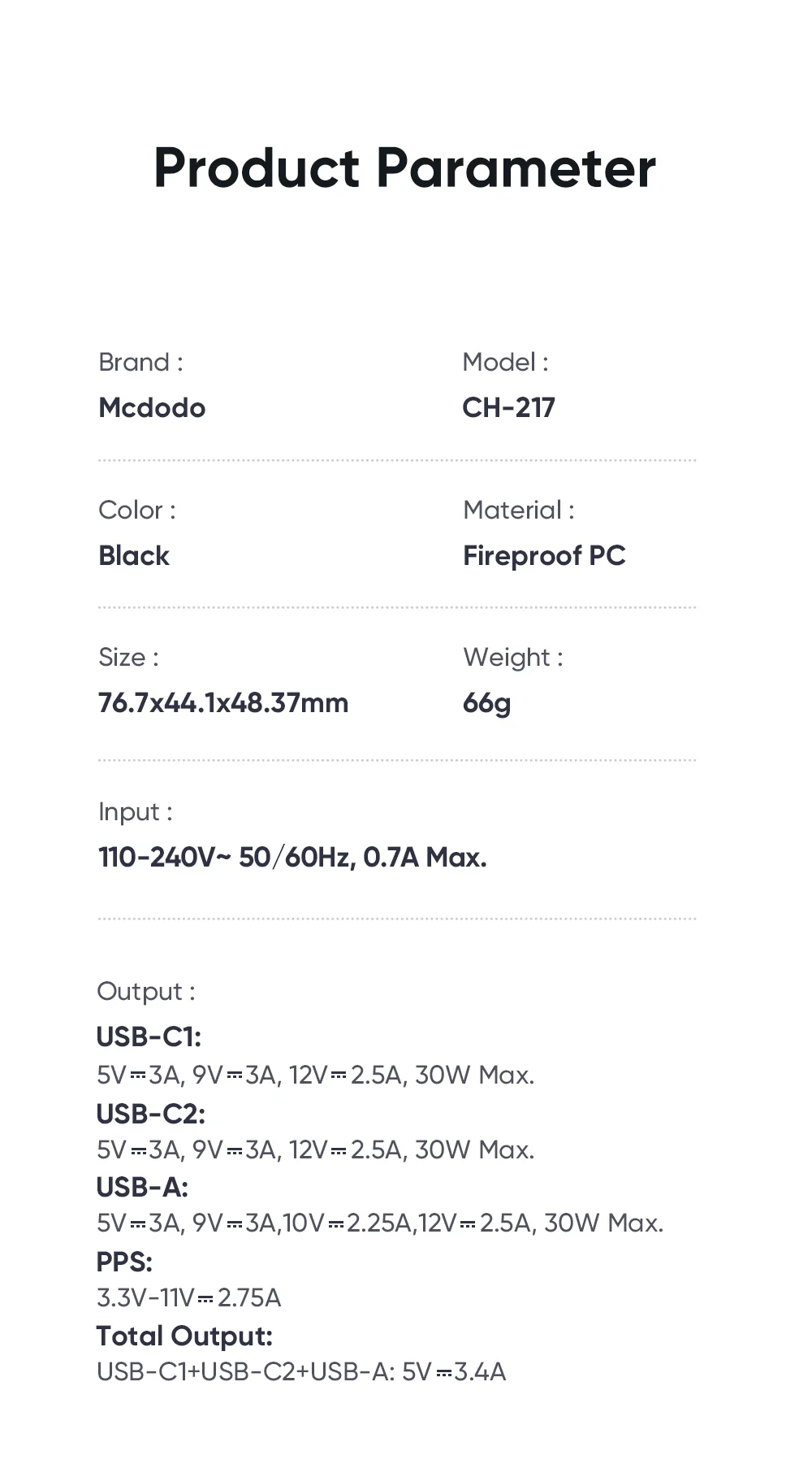 MCDODO CH-2170 30W 3-Port Digital Display Fast Charger (Dual Type-C+USB-A), UK Plug - Black 11