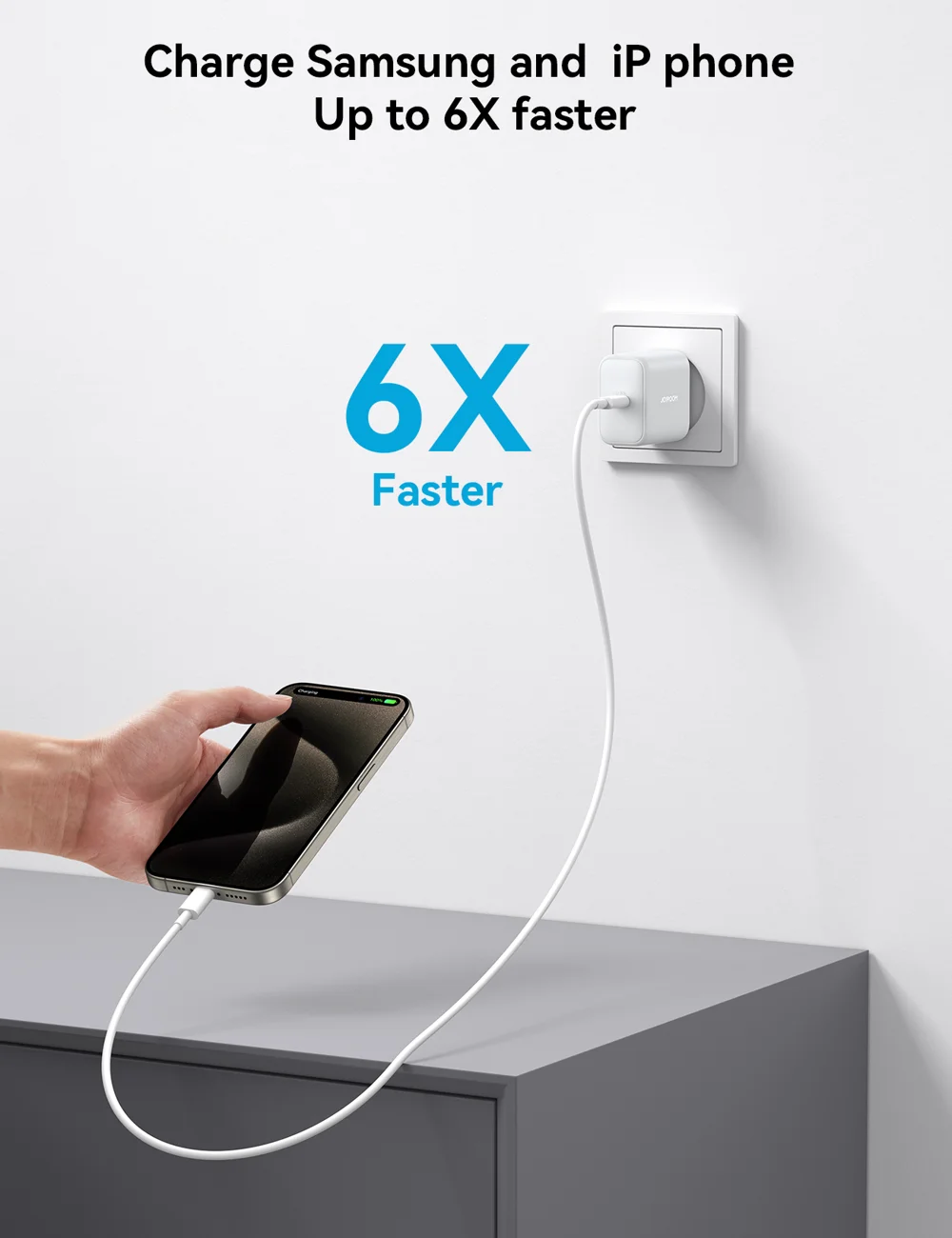 JOYROOM JR-TCF24 PD 30W Fast Charging EU Plug Charger with 1m Type-C to Type-C Data Cable 4