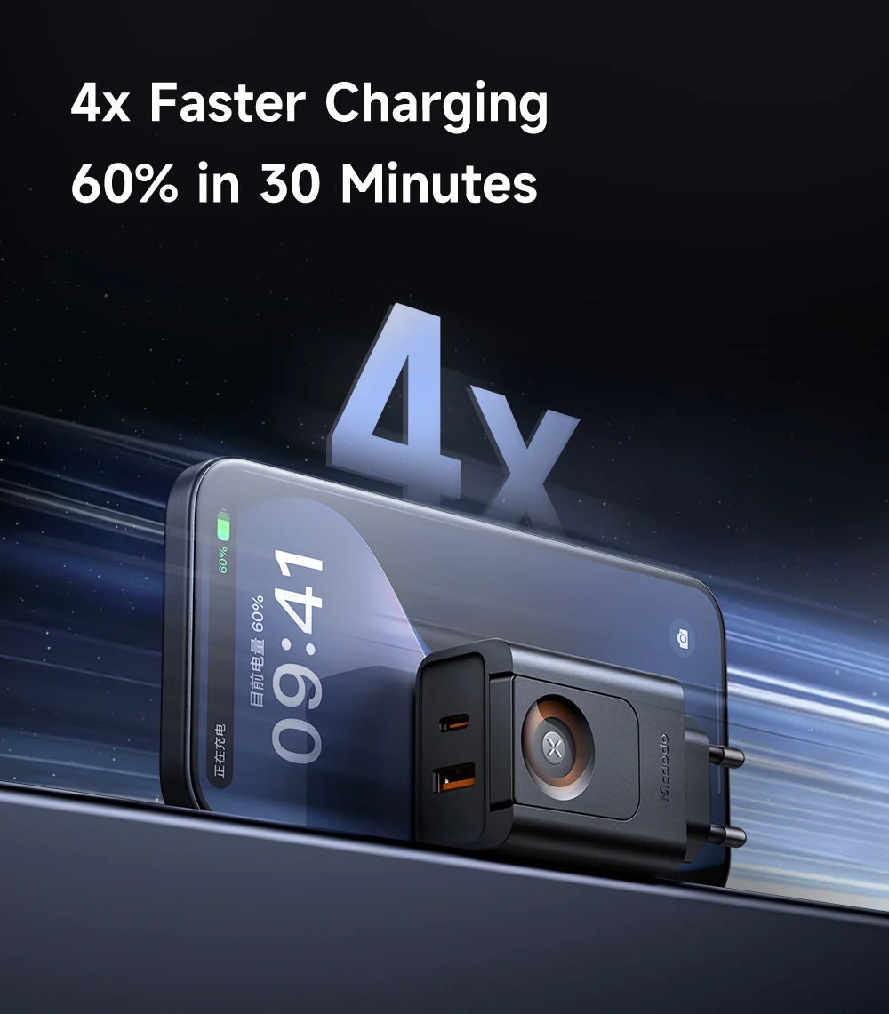 MCDODO CH-3700 2 in 1 Wireless Smart Watch + Travel Charger 30W USB-A / USB-C Fast Charging Wall Charger - EU Plug 7