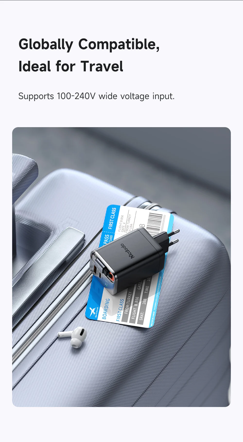 MCDODO CH-4100 GaN Fast Charger 67W USB-C / USB-A Power Adapter with Retractable Cable for Multiple Devices - EU Plug 16