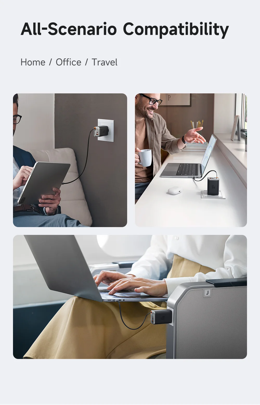 MCDODO CH-4100 GaN Fast Charger 67W USB-C / USB-A Power Adapter with Retractable Cable for Multiple Devices - EU Plug 6