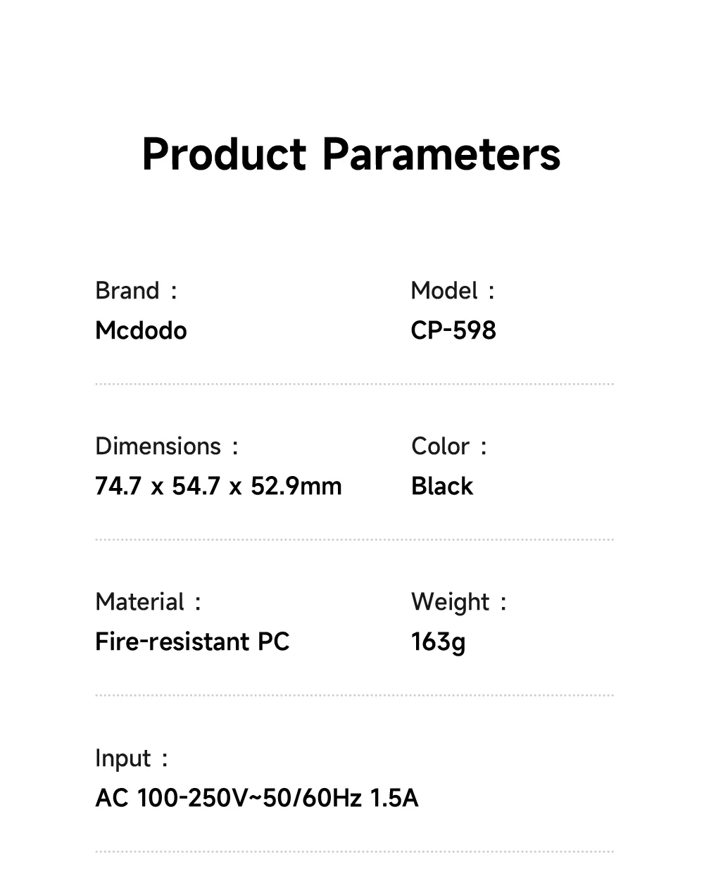 MCDODO CP-5980 MDD G5 Series 70W Global Wall Charger 3 USB-C + 2 USB-A Universal Travel Adapter Charger Set with Type-C Cable 6