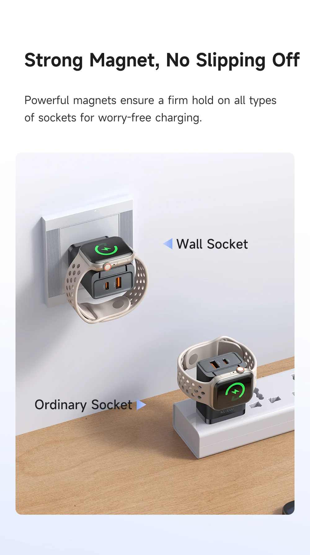 MCDODO CH-5040 MDD 2 in 1 Wall Charger with Watch Wireless Charging Portable Travel Charger 30W USB-A / USB-C - US Plug 3