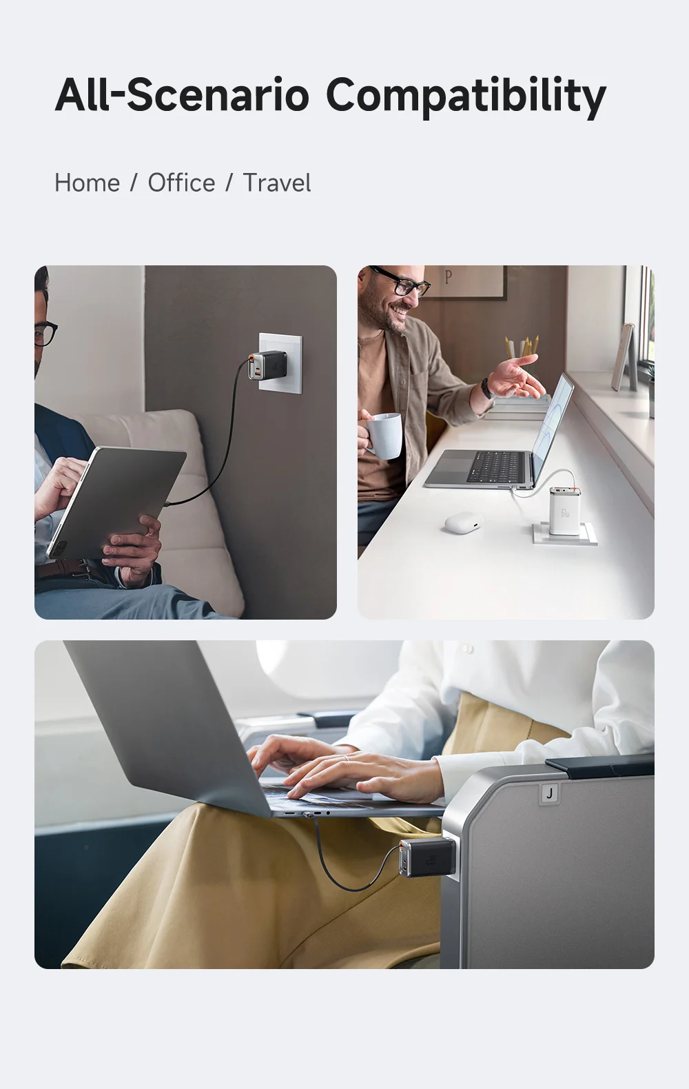 MCDODO CH-411 FreeGo 67W GaN Charger USB-C USB-A Power Adapter with Built-in Retractable Cable, US Plug - Black 5