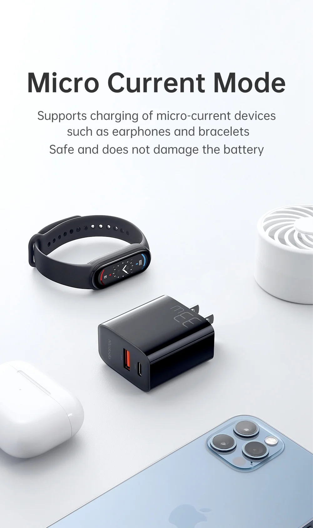 MCDODO CH-0862 MDD PD 33W USB-A+Type-C Dual-Port Charger Block Wall Charger Adapter Portable Quick Charger Set with Type-C to Type-C Cable - US Plug 8