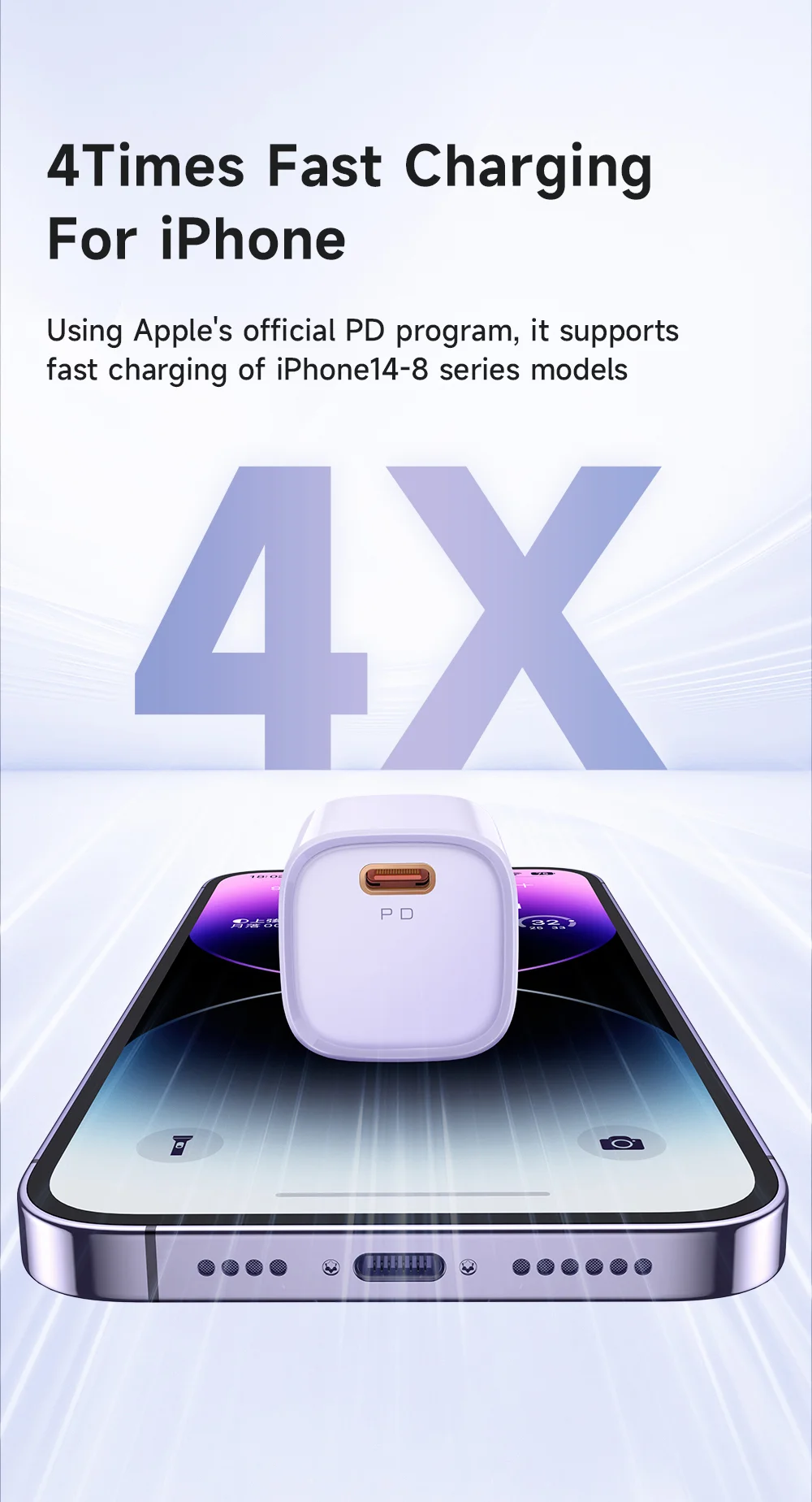 MCDODO Nano Series PD 20W Phone Fast Charging Adapter Singe Type-C Port Wall Charger - Purple / CN Plug 3