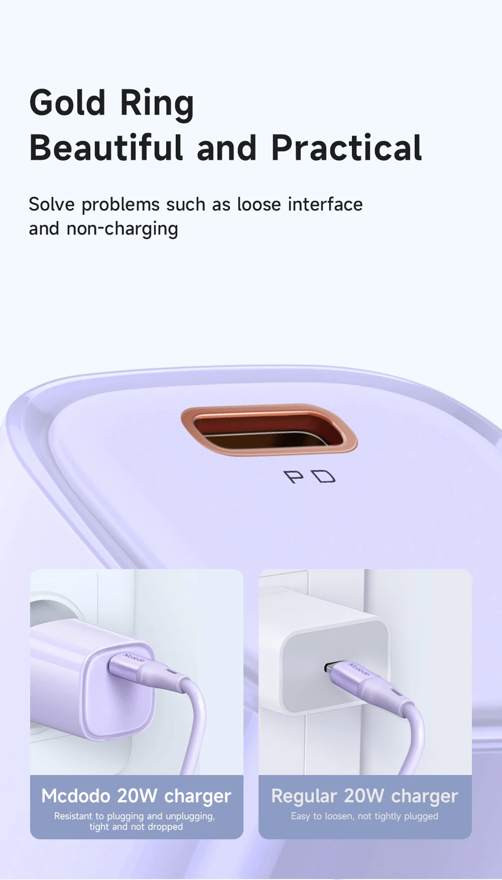 MCDODO Nano Series PD 20W Phone Fast Charging Adapter Singe Type-C Port Wall Charger - Purple / CN Plug 7