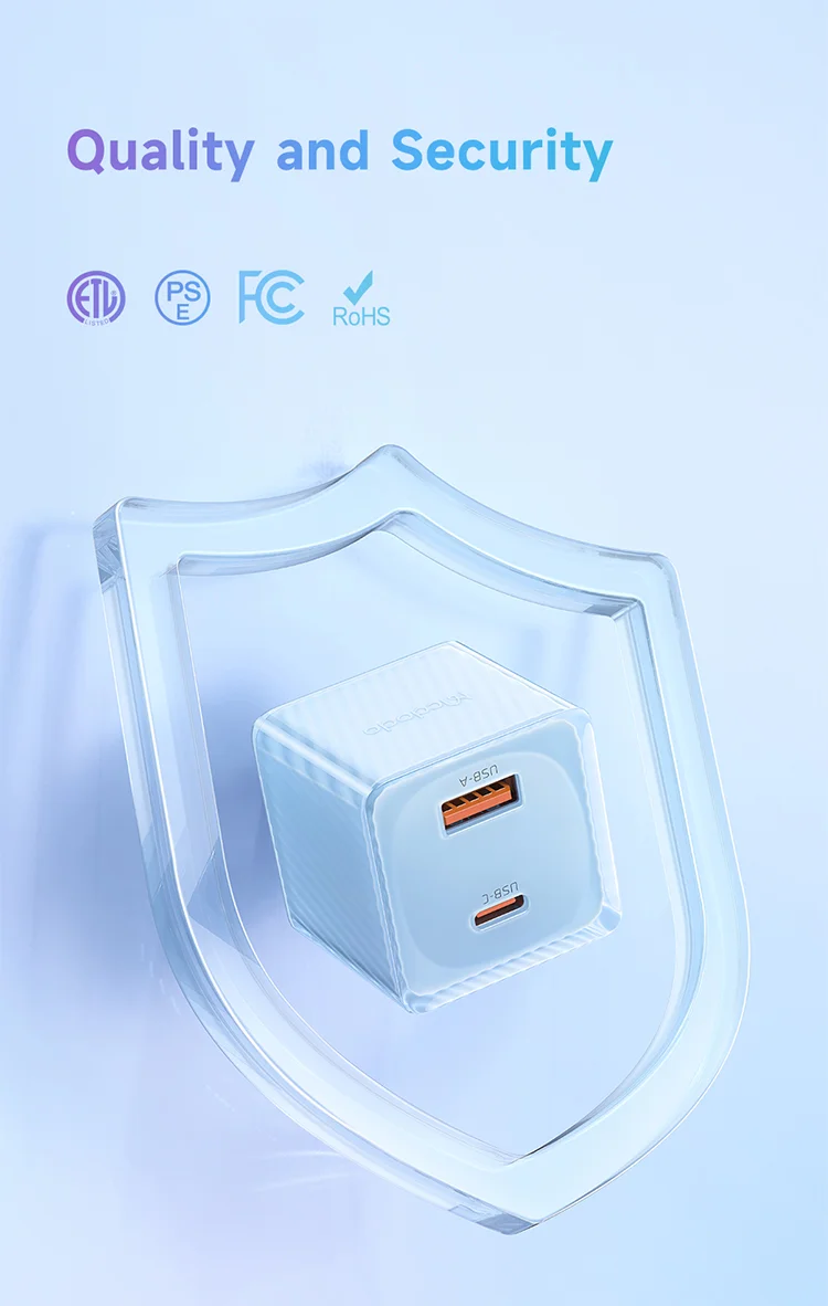 MCDODO CH-413 Dichromatic Series Charging Block 33W USB-A + Type-C Dual Port PD GaN Charger - Purple 14