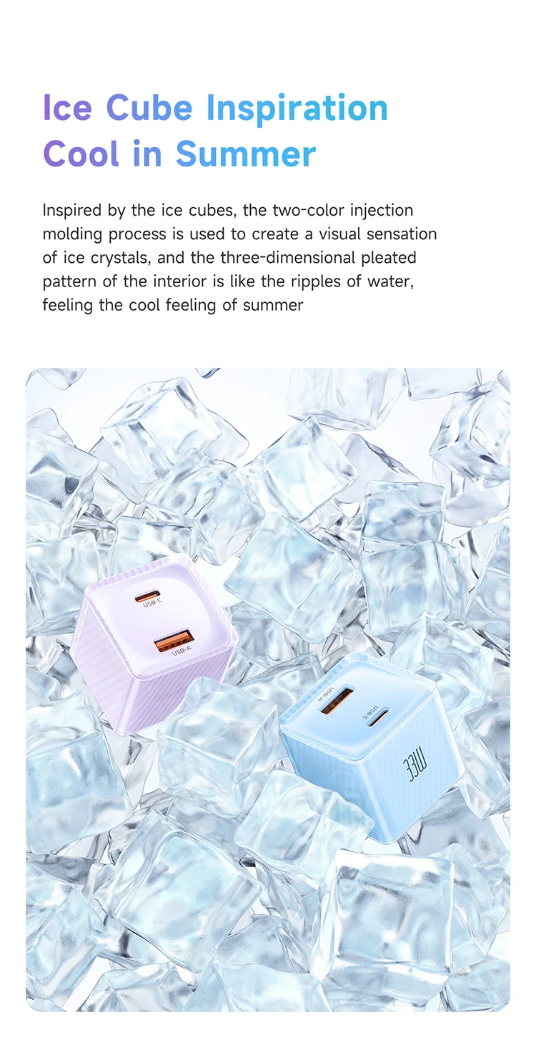 MCDODO CH-413 Dichromatic Series Charging Block 33W USB-A + Type-C Dual Port PD GaN Charger - Purple 4