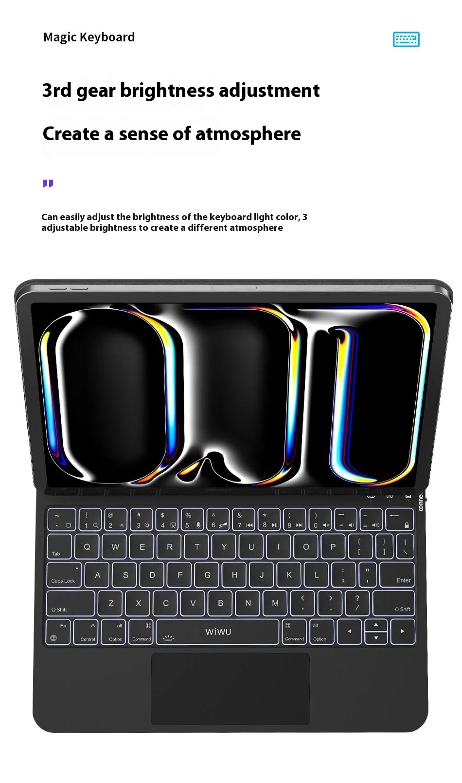 WIWU MK-002 For iPad Pro 11 (2024) Bluetooth-compatible Keyboard Case Leather Protective Cover Magic Keyboard 10