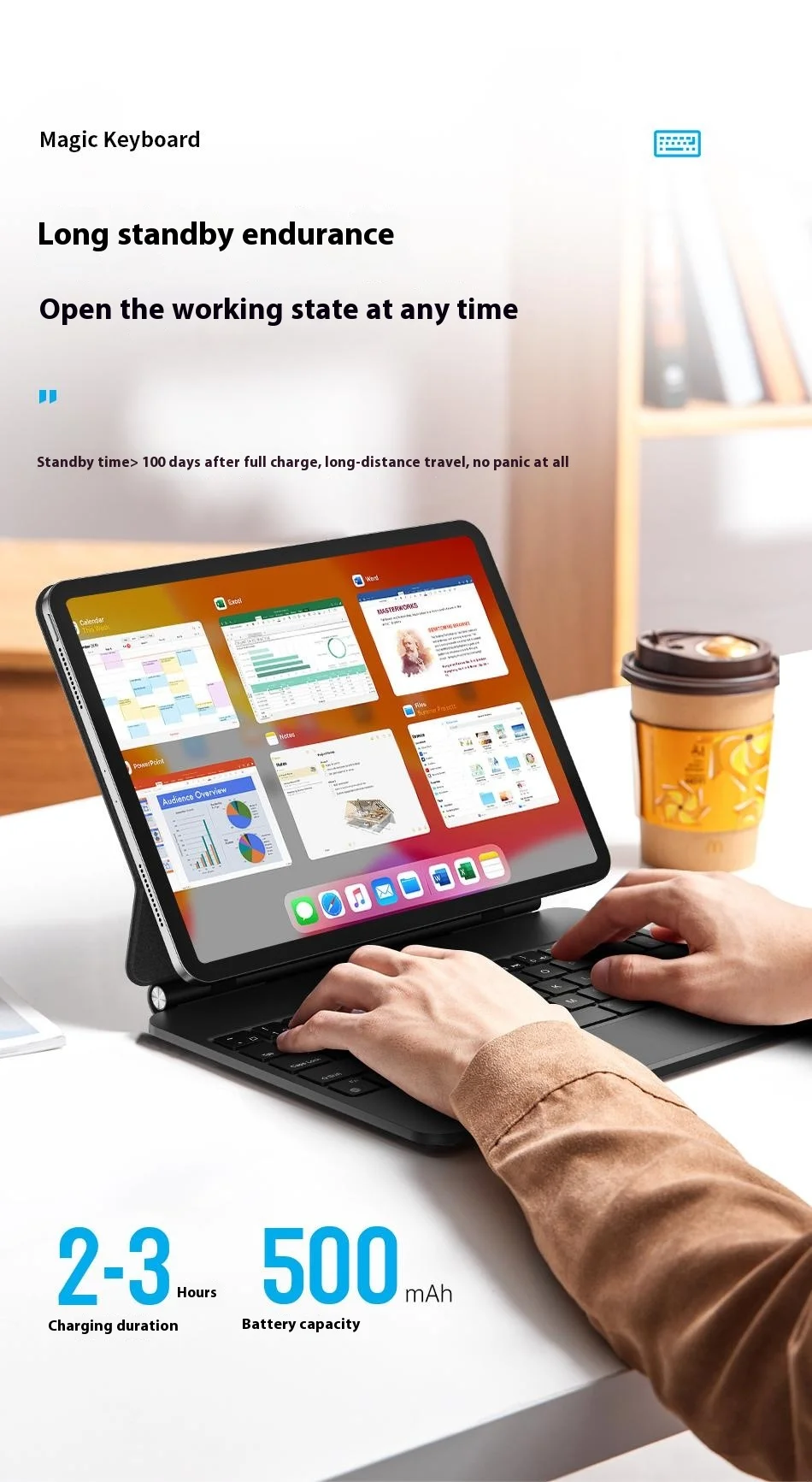 WIWU MK-002 For iPad Pro 11 (2024) Bluetooth-compatible Keyboard Case Leather Protective Cover Magic Keyboard 7