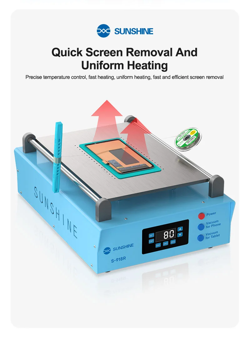SUNSHINE S-918R LCD Vacuum Screen Separator Phone LCD Glass Removing Changing Repair Machine - EU Plug 6