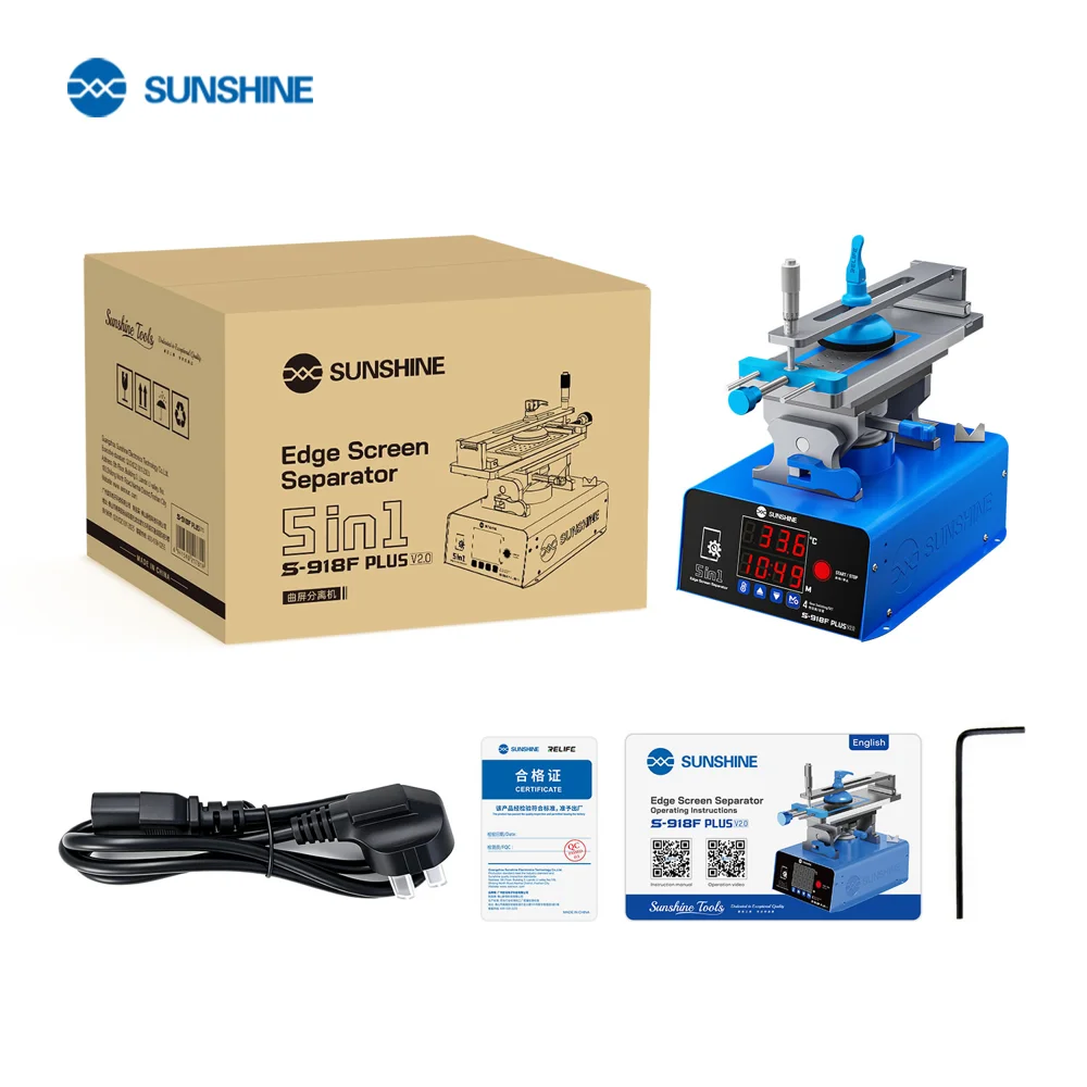 SUNSHINE S-918F Plus V2.0 5-in-1 LCD Screen Separator Curved Flat Screen Heating Glue Removal Repair Tool - EU Plug 11