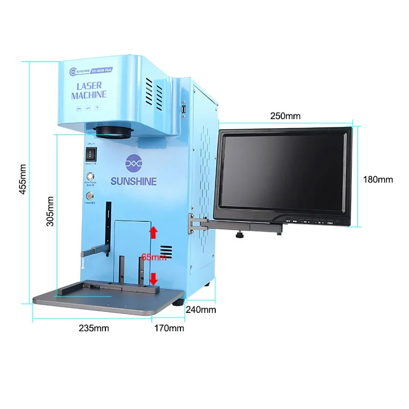 SUNSHINE SS-890B Plus Multi-functional Fiber Laser Marking Machine Mobile Phone Back Cover Remover Support Phone Wireless Control/Auto Focus - US Plug 10