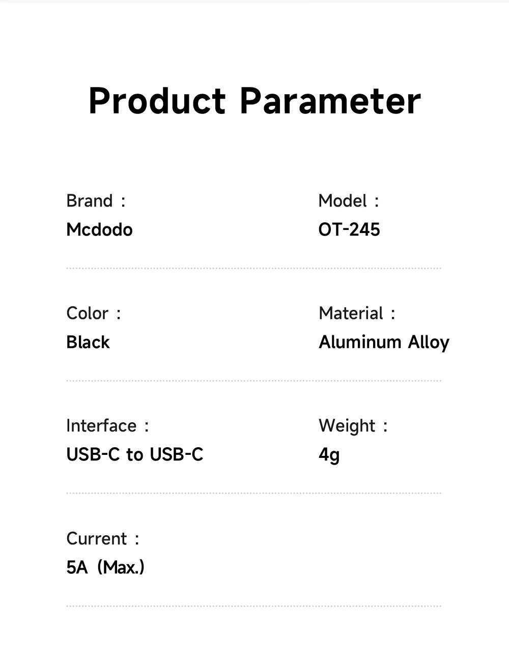MCDODO OT-2450 USB-C to USB-C 100W Auto Power Off Adapter Data Transmission 11