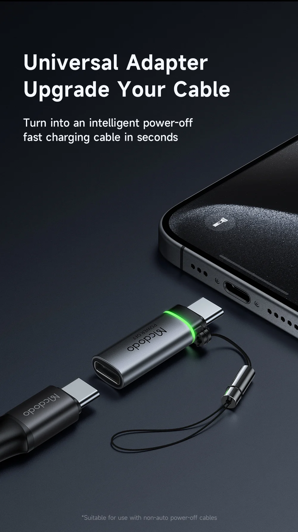 MCDODO OT-2450 USB-C to USB-C 100W Auto Power Off Adapter Data Transmission 3