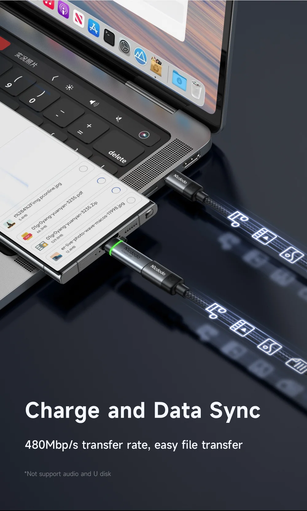 MCDODO OT-2450 USB-C to USB-C 100W Auto Power Off Adapter Data Transmission 6