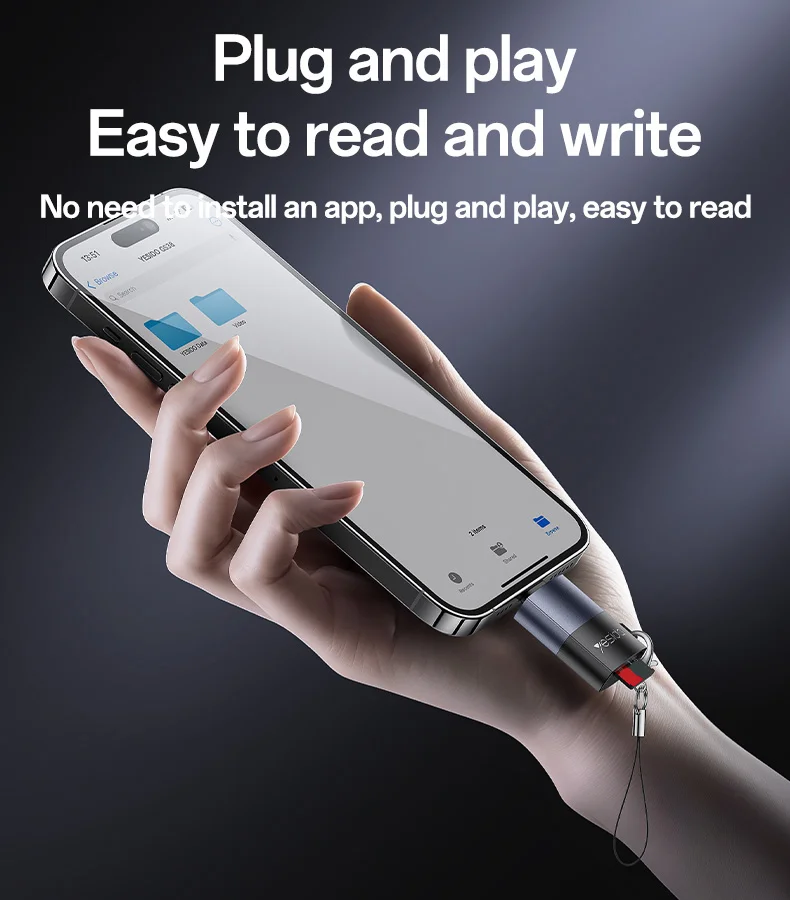 YESIDO GS38 8Pin TF Card Reader 480Mbps Transfer Speed Portable Memory Card Reader 4