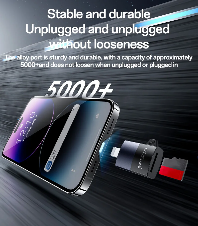 YESIDO GS38 8Pin TF Card Reader 480Mbps Transfer Speed Portable Memory Card Reader 5