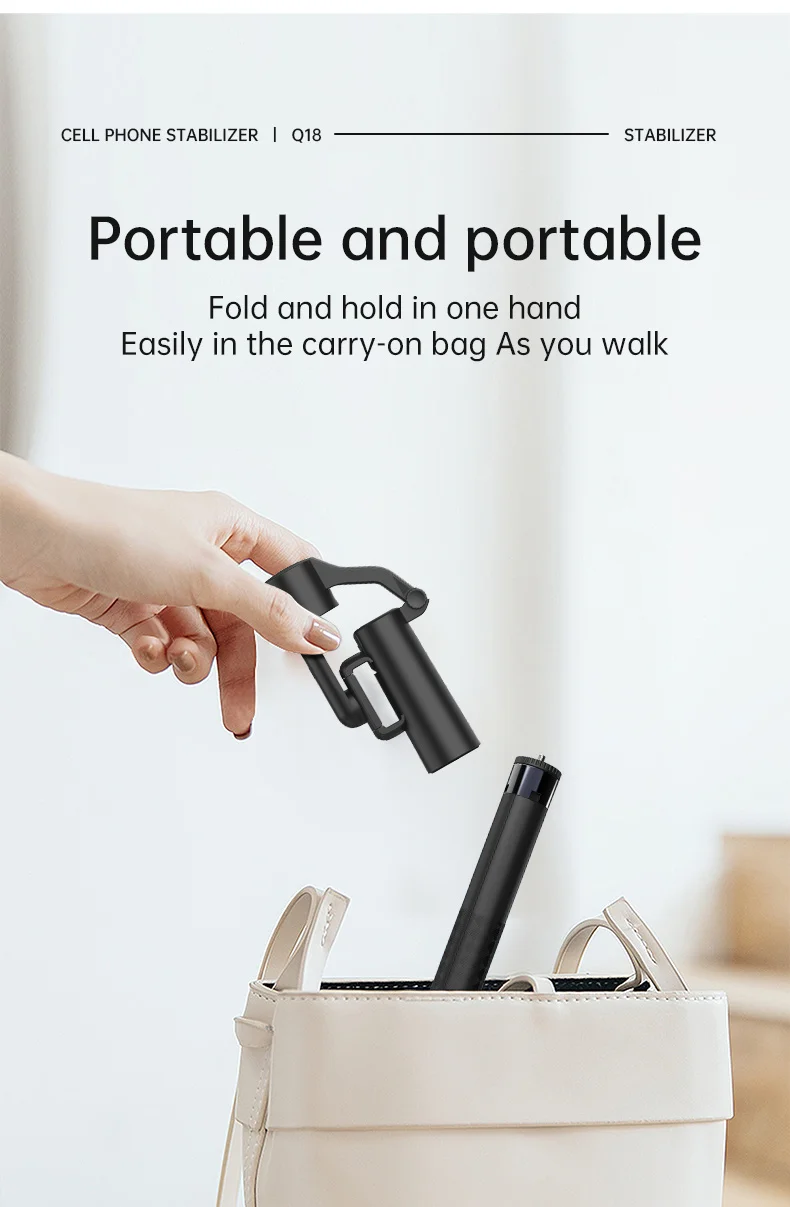 Q18 AI Smart Face Tracking Phone Stabilizer Gimbal Dual Axis Anti-Shake Selfie Stick with Tripod for Live Streaming 15